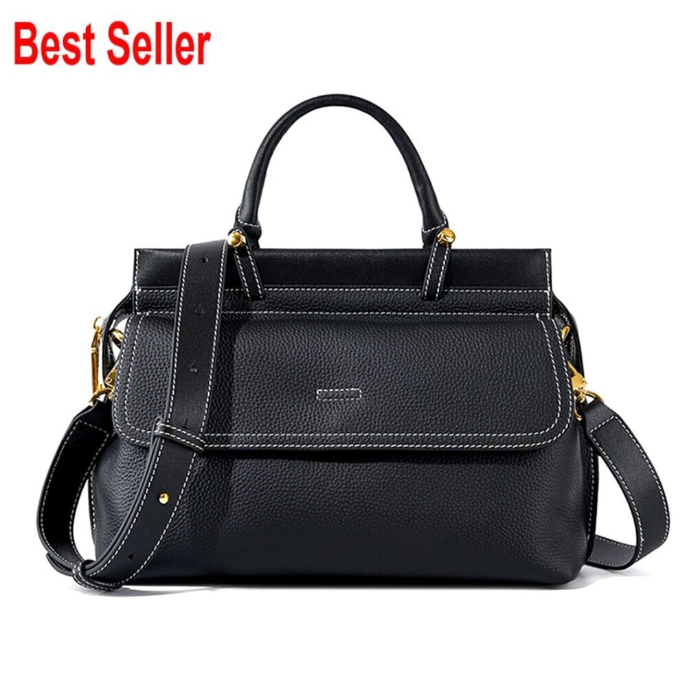 Genuine Leather Satchel Crossbody Bag with Adjustable Strap - Picture 1 of 7